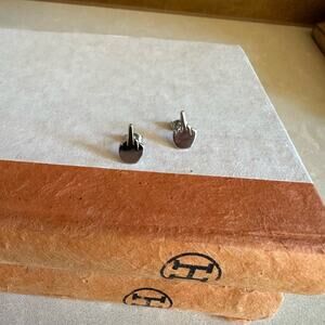 F U Silver Earrings- unisex men women modern retro gift top quality